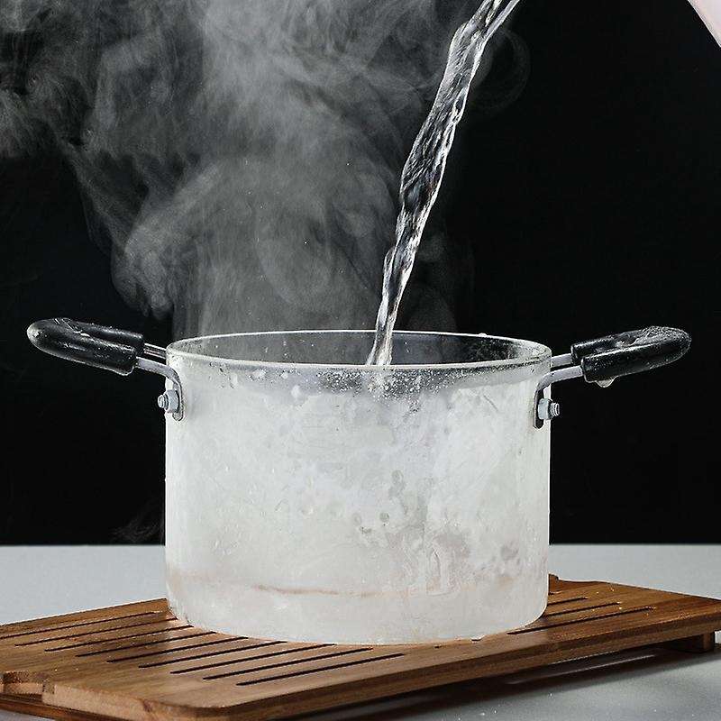2L Soup Pot Health Pot Kitchen Fire Explosion Proof Transparent Glass Pot Double Handle High Borosil
