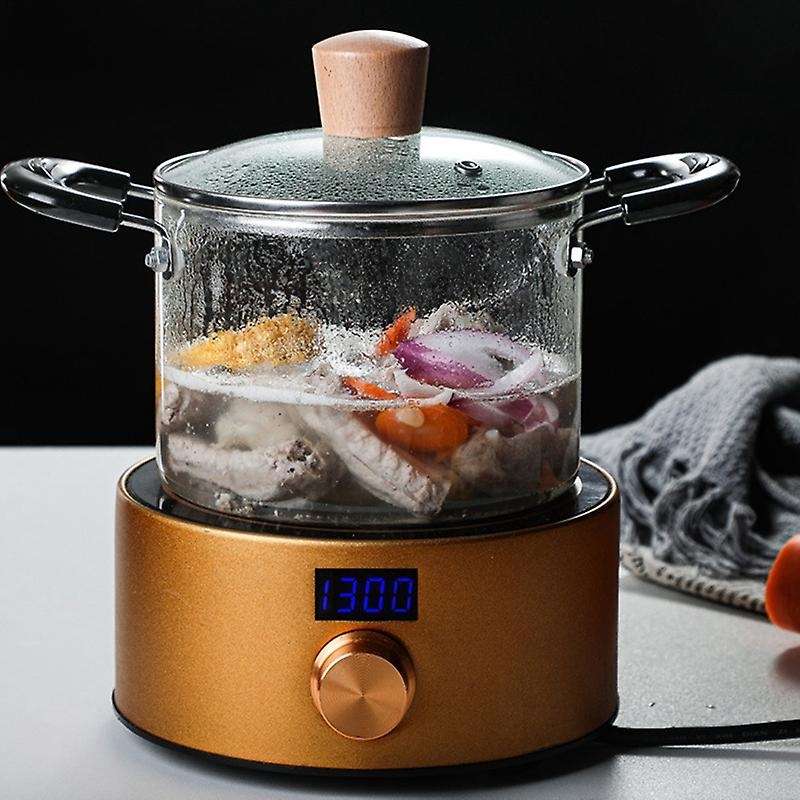 2L Soup Pot Health Pot Kitchen Fire Explosion Proof Transparent Glass Pot Double Handle High Borosil