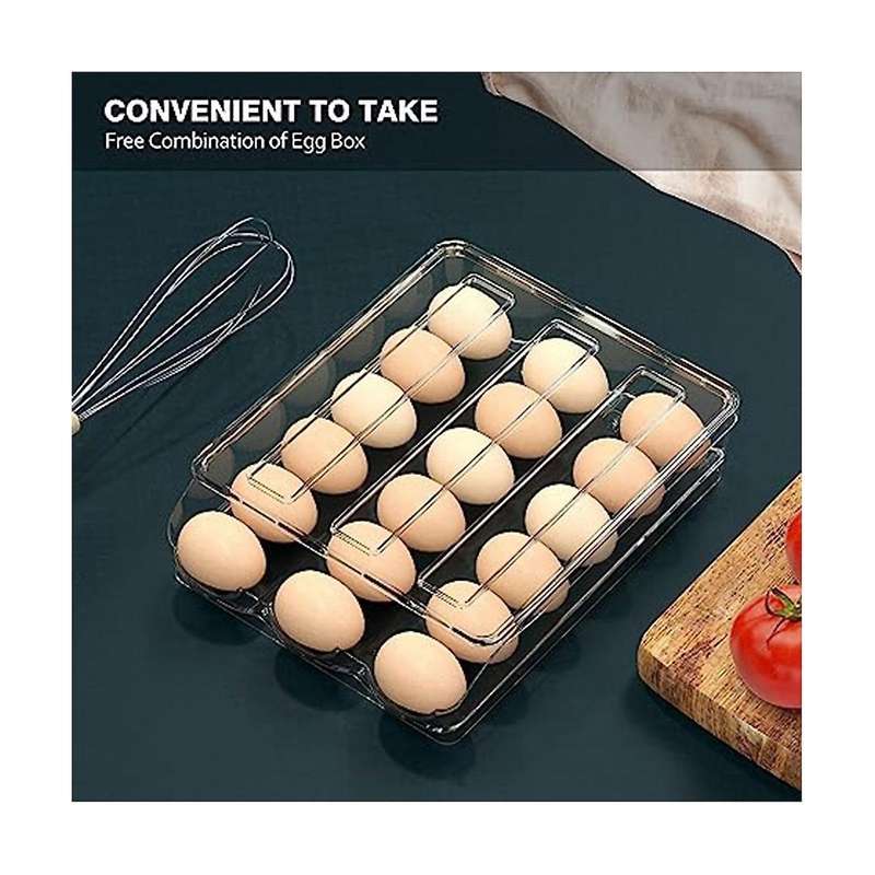 2layer Egg Holder for Refrigerator,automatic Rolling Egg Storage Box,clear Plastic Egg Container Or