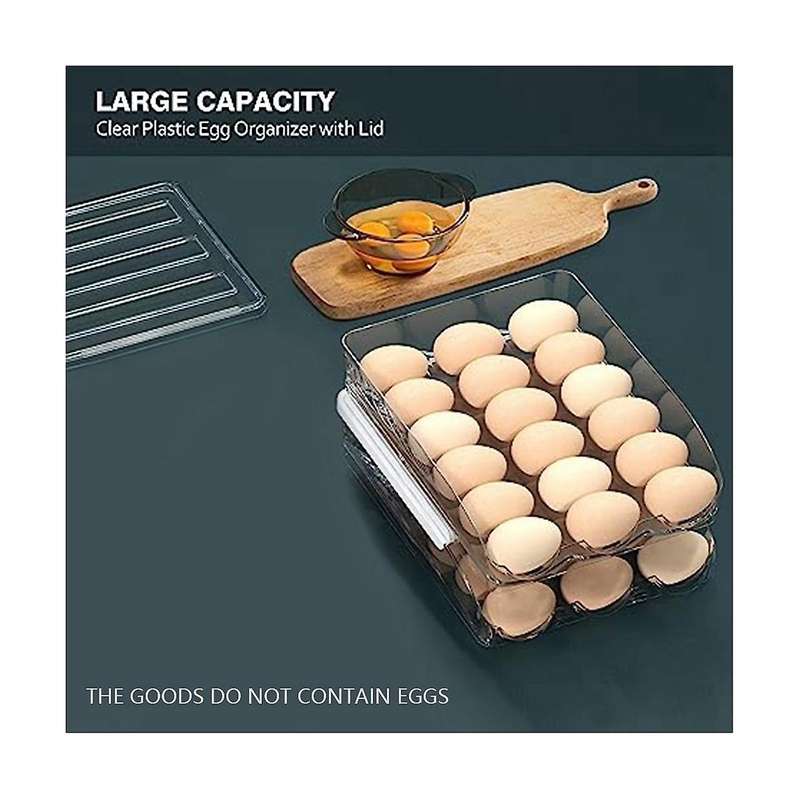 2layer Egg Holder for Refrigerator,automatic Rolling Egg Storage Box,clear Plastic Egg Container Or