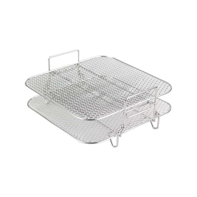 2-Layers Rack Stackable Grid Grilling Rack Stainless Steel for 4.2-5.8QT Kitchen Oven Steamer Cooke