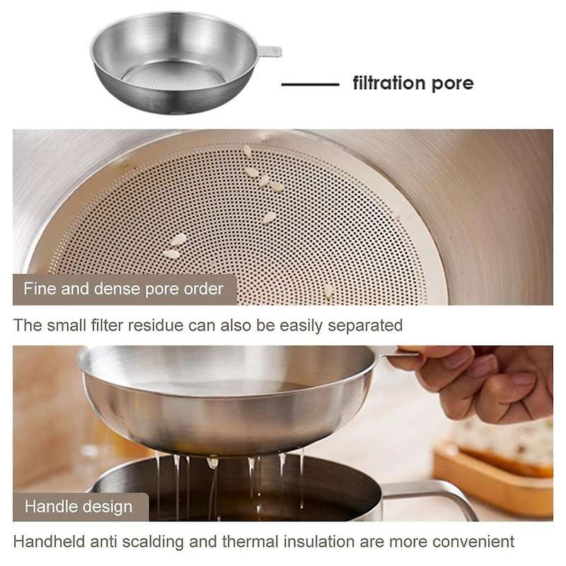 2L Kitchen Fryer Leak-Proof Stainless Steel Oil Filter VesselMulti-Function Frying Tank Kitchen Tool