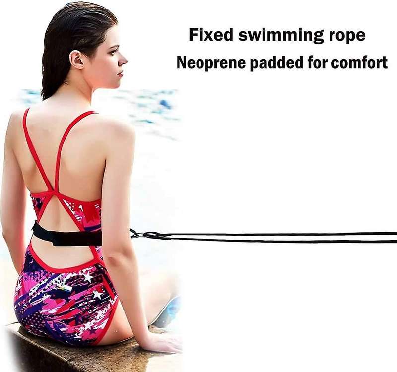 2M Pool Adjustable Swimming Training Elastic Belt Resistance Set Swimming Pool Accessories,Blue