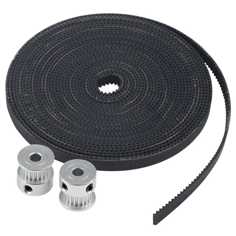2m 2GT 6mm Rubber Pulley Timing Belt + 2pcs 20T Tooth 5mm Gear Pulley