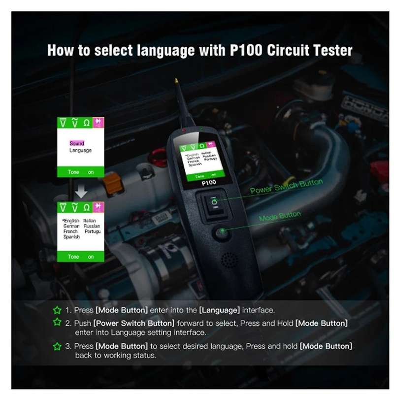 2m Automotive Circuit Tester Power Circuit Probe Kit Car Voltage/resistant Tester 12/24v Diagnostic
