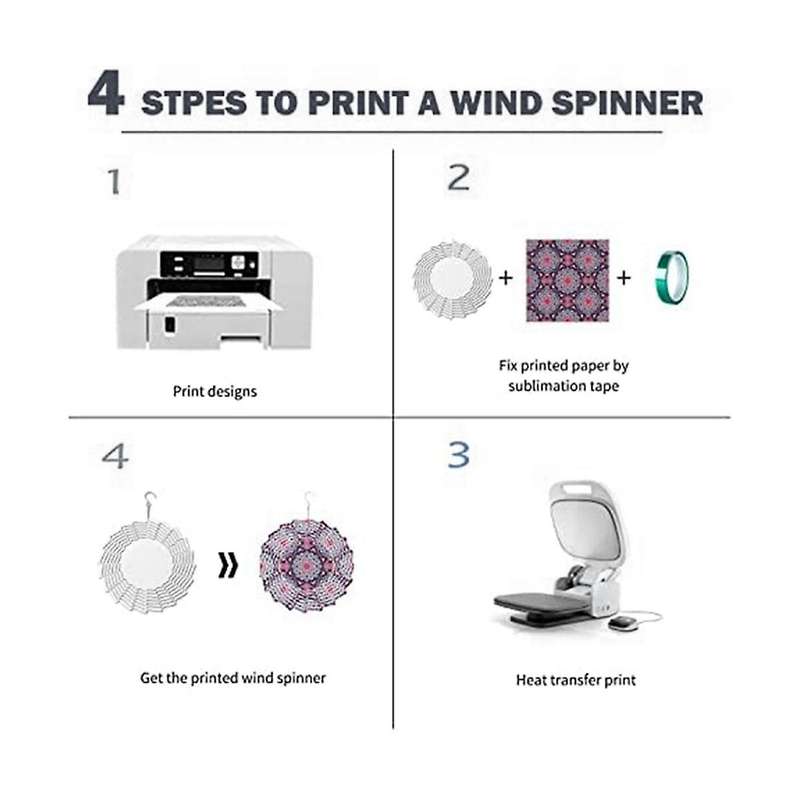 2Pack 8 Inch Sublimation Wind Spinner Blanks 3D Wind Spinners Hanging Wind Spinners for Outdoor Dec