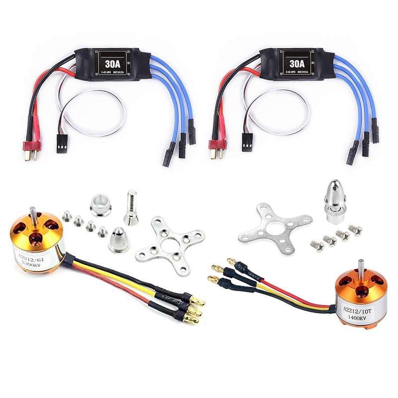 2Pack 2212 1400Kv/2200Kv Brushless Outrunner Motor with Mount 10T/6T+30A ESC for Rc Aircraft Quadcop