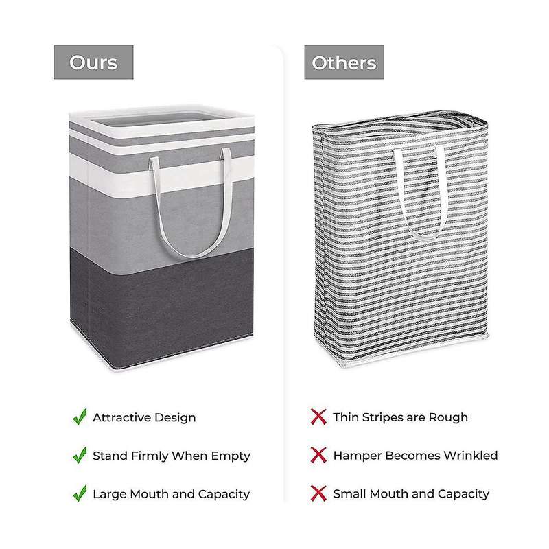 2-pack Collapsible Tall Clothes Hamper with Extended Handles for Clothes Toys In The Dorm and Famil