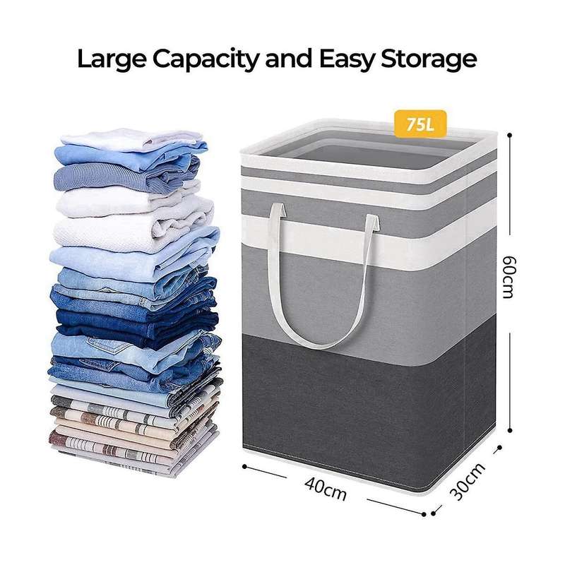 2-pack Collapsible Tall Clothes Hamper with Extended Handles for Clothes Toys In The Dorm and Famil