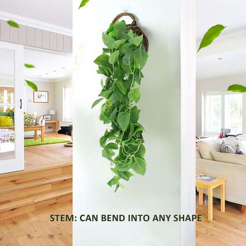 2-pack Artificial Hanging Plants 3.6ft Fake Ivy Plants Fake Hanging Plants Fake Leaves Greeny for W