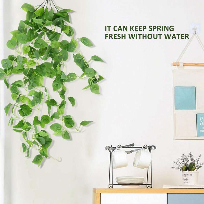 2-pack Artificial Hanging Plants 3.6ft Fake Ivy Plants Fake Hanging Plants Fake Leaves Greeny for W