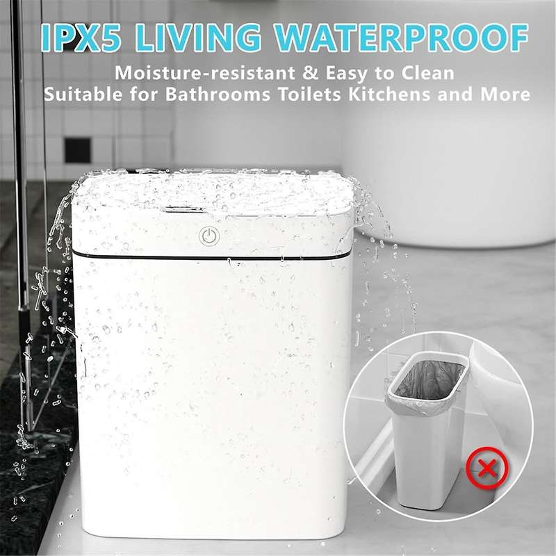 2pack Bathroom Trash Can with Lid, Smart Automatic Touchless Garbage Can, Slim Motion Sensor Waterpr
