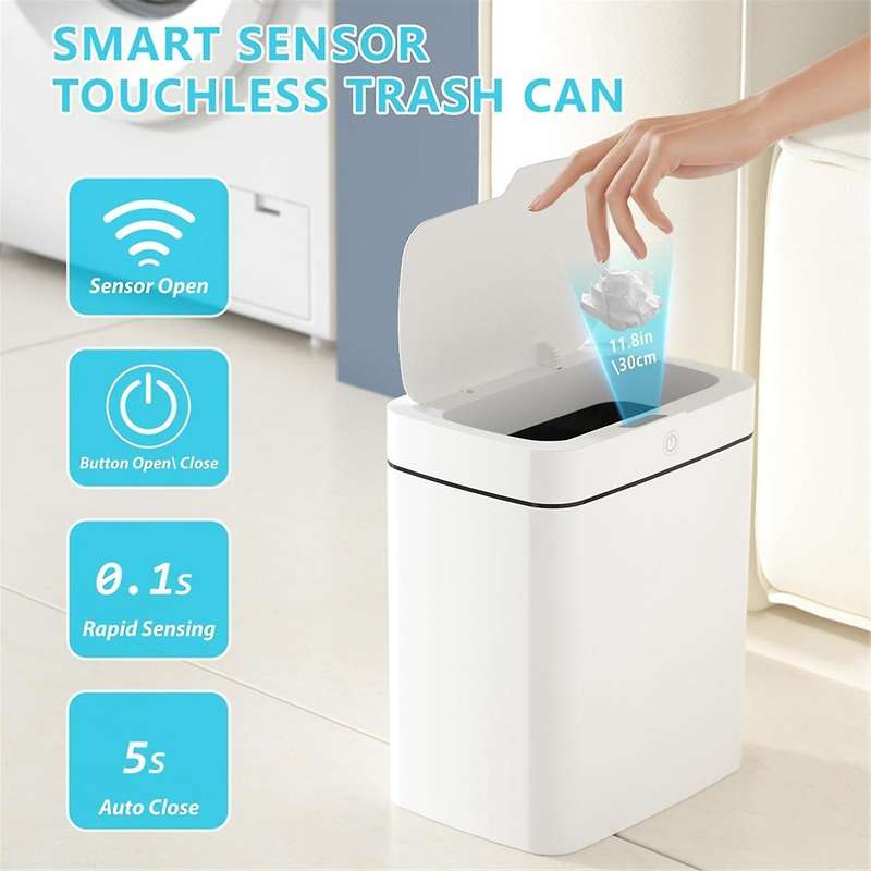 2pack Bathroom Trash Can with Lid, Smart Automatic Touchless Garbage Can, Slim Motion Sensor Waterpr