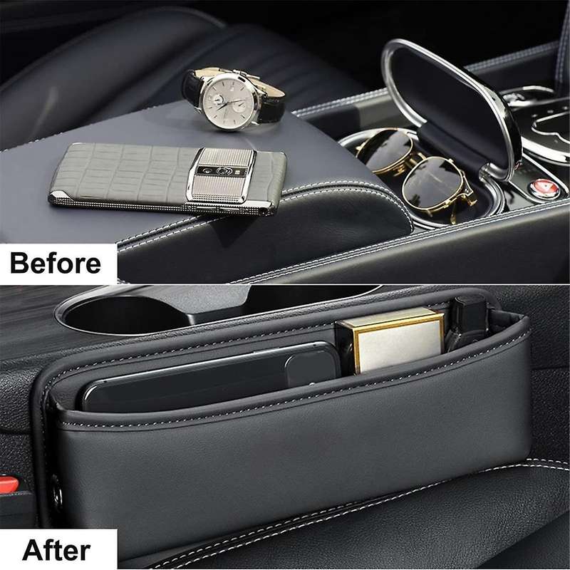 2pack Car Seat Space Filler, Leather ,universal Fit Car Seat Storage Box, Adjustable Seat Space Fil