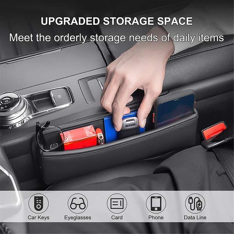 2pack Car Seat Space Filler, Leather ,universal Fit Car Seat Storage Box, Adjustable Seat Space Fil