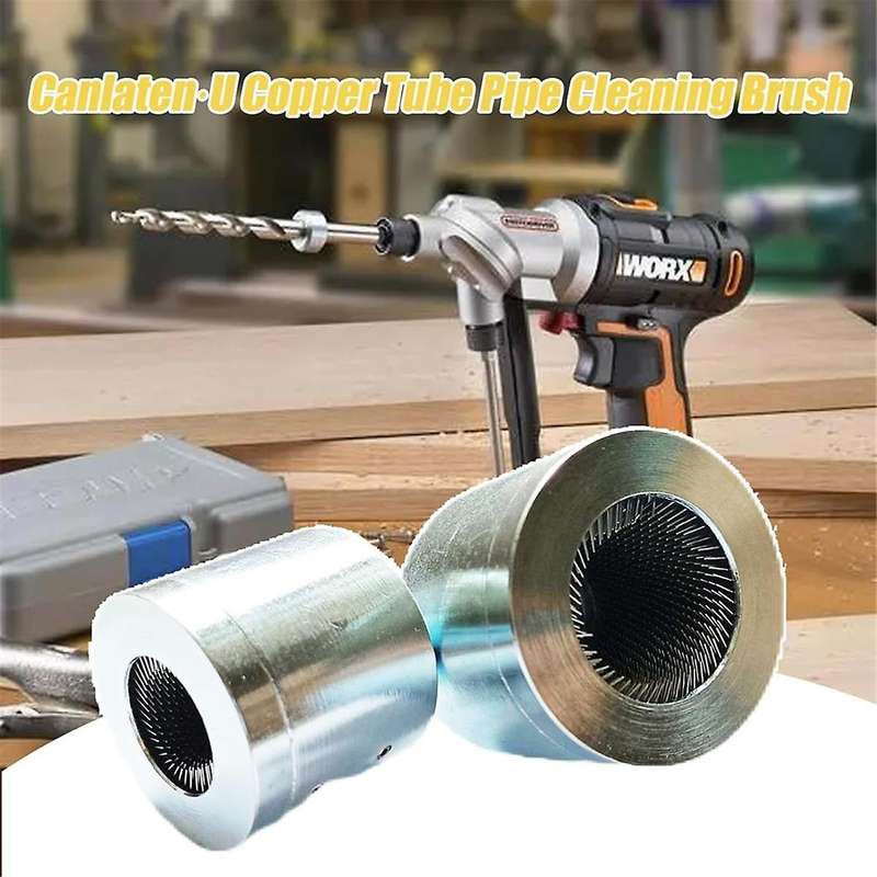 2pack Copper Tube Pipe Cleaning Brush,Full-Metal HVAC Tube Cleaning Brush for Drill Power 1/4in Shan