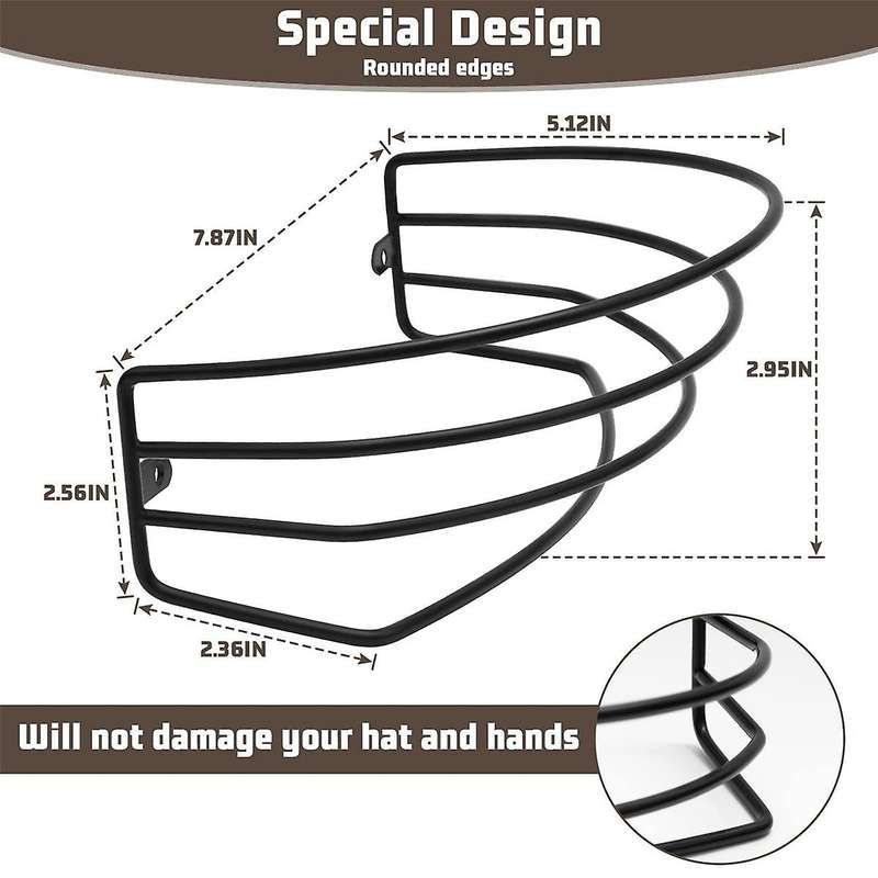 2-pack Hat Rack for Wall and Door, Metal Hat Organizers for Baseball Caps Storage Hangers Strong Bal