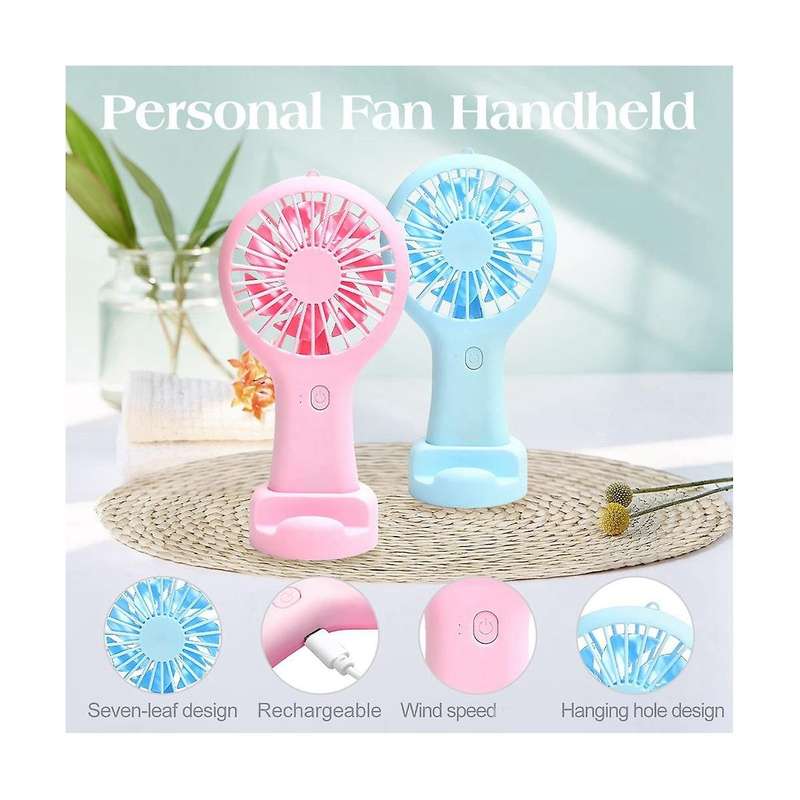 2pack Mini Handheld Portable Fan for Travel, Travel Essentials Hand Fan Rechargeable, Portable Pers