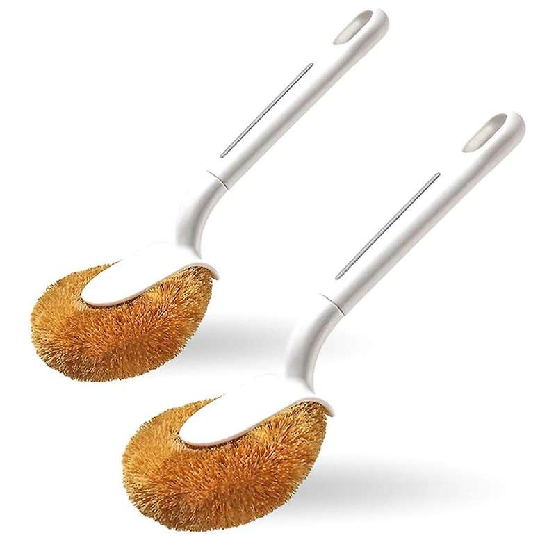 2-Pack Natural Coconut Fiber Pot Brushes for Cleaning