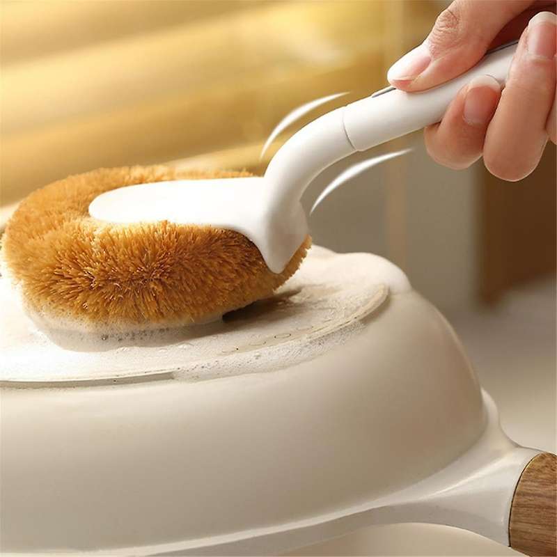 2-Pack Natural Coconut Fiber Pot Brushes for Cleaning