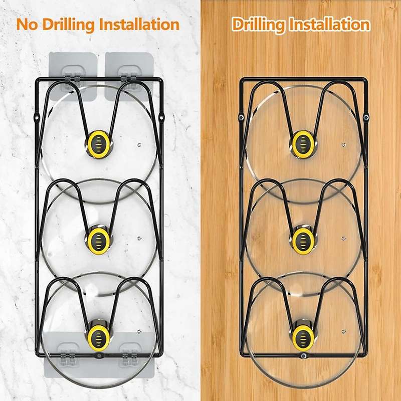 2-pack Pot Lid Holders for Kitchen Cabinet - Wall-mounted Or Door-mounted Lid Organizer Rack