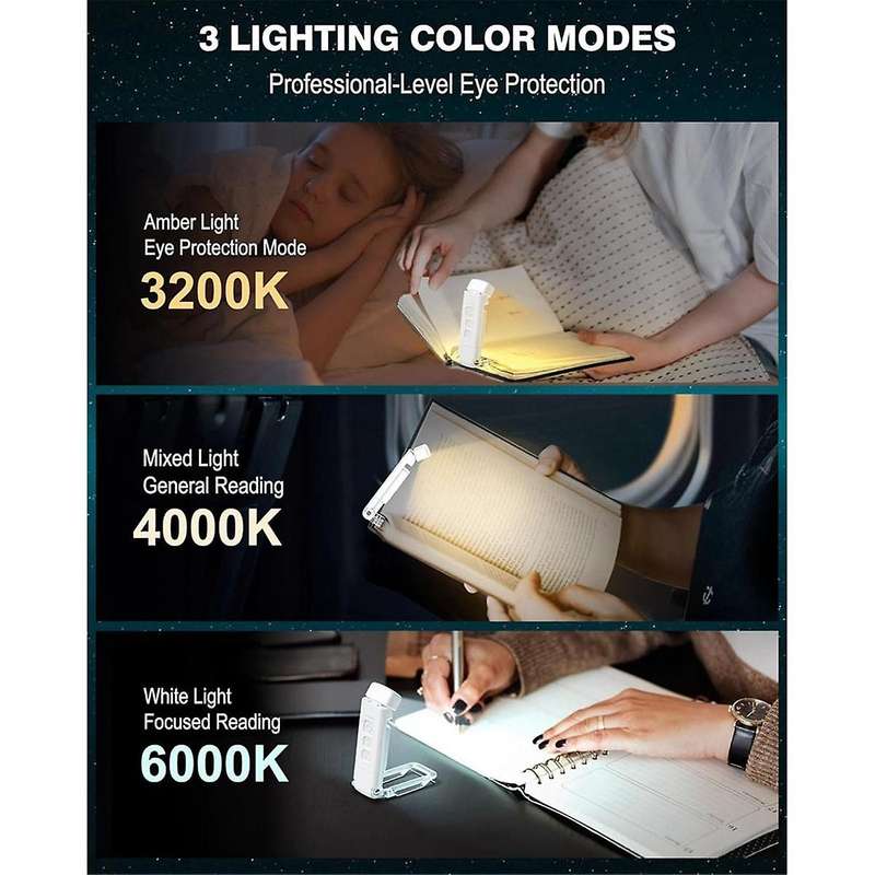 2Pack Reading Light, Portable Rechargeable Book Light with 5 Brightness Adjustable, 30/60-Min Timer