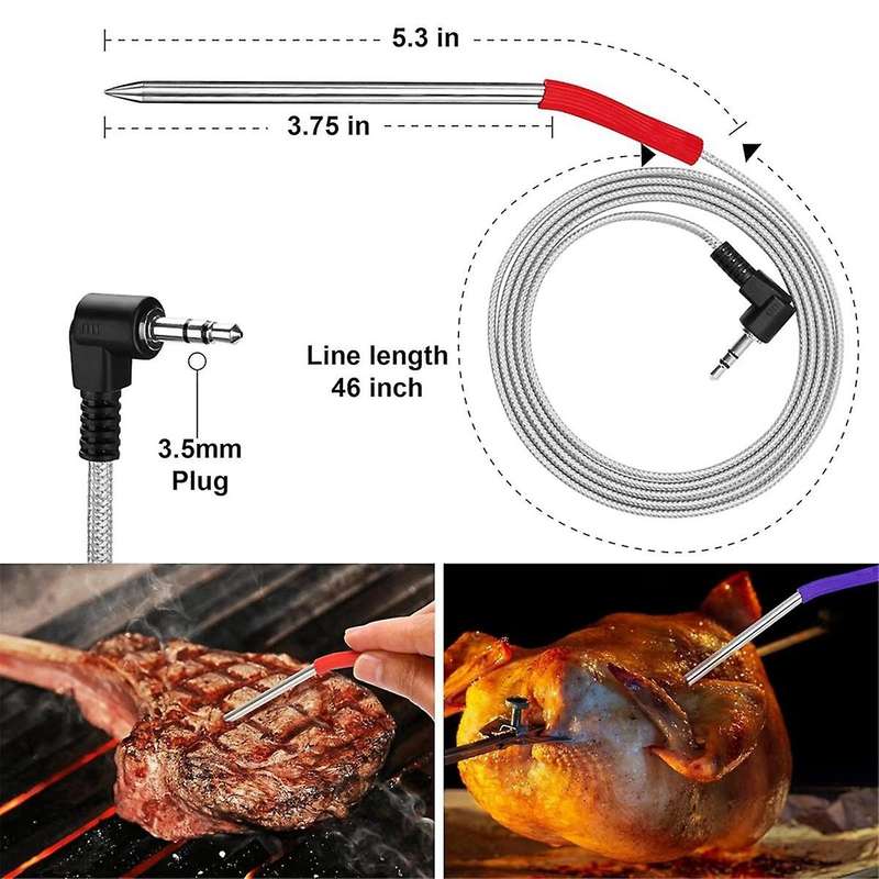2-Pack Repalcement Meat Probe for Grill and Smoker,Temperature Probe with Probe Clip Accessories