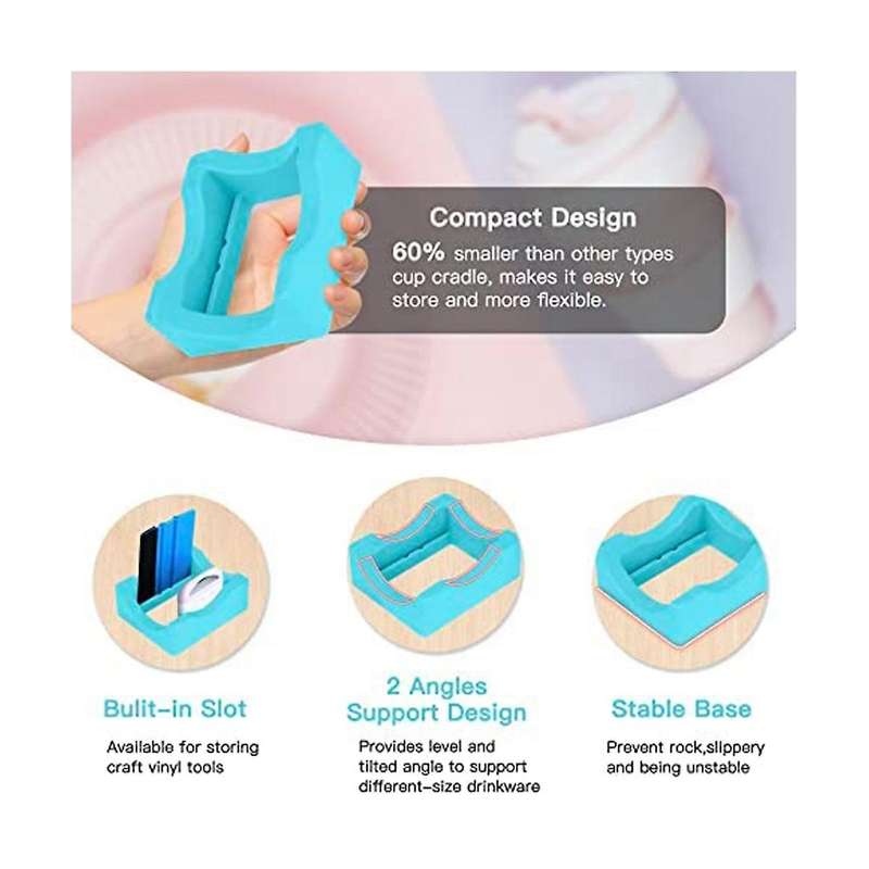 2pack Silicone Cup Cradle for Tumbler with Built-in Slot,tumbler Holder for Crafts Use to Apply Vin