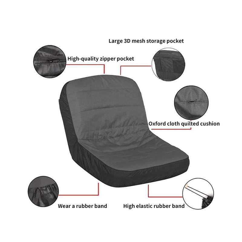 2pack Universal Riding Lawn Mower Tractor Seats Cover Padded Comfort Pad Storage Pouch Medium Black