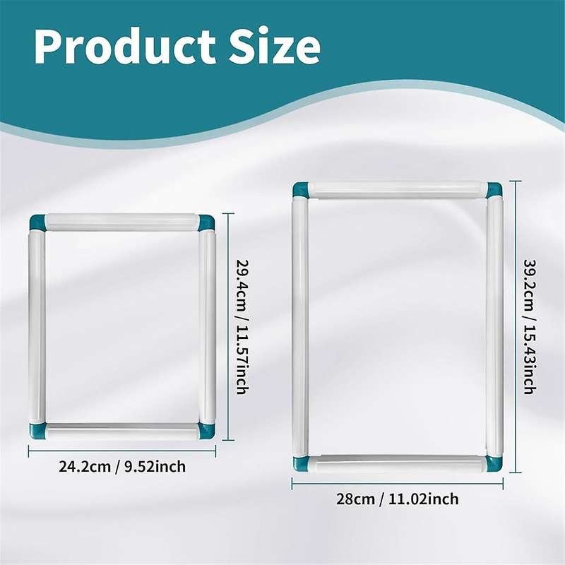 2-Pack Square Embroidery Hoops, Plastic Crossstitch Snap Frame, Embroidery Universal Clip Frame Set,