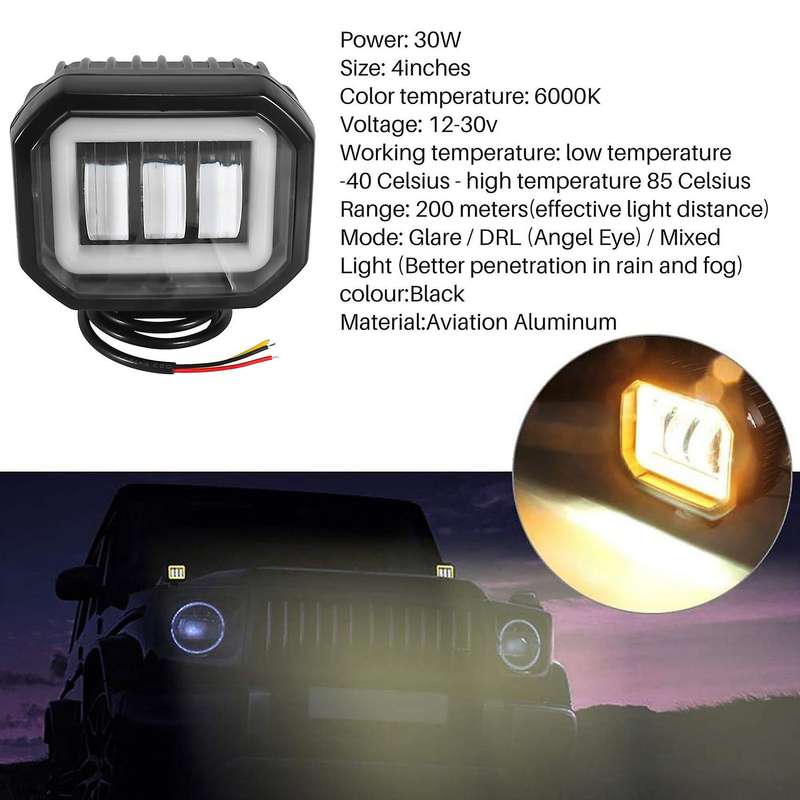 2pc 30w Motorcycle Spotlights White,4inch Motorcycle Fog Light Lamp Motorcycle Headlight Led Auxili