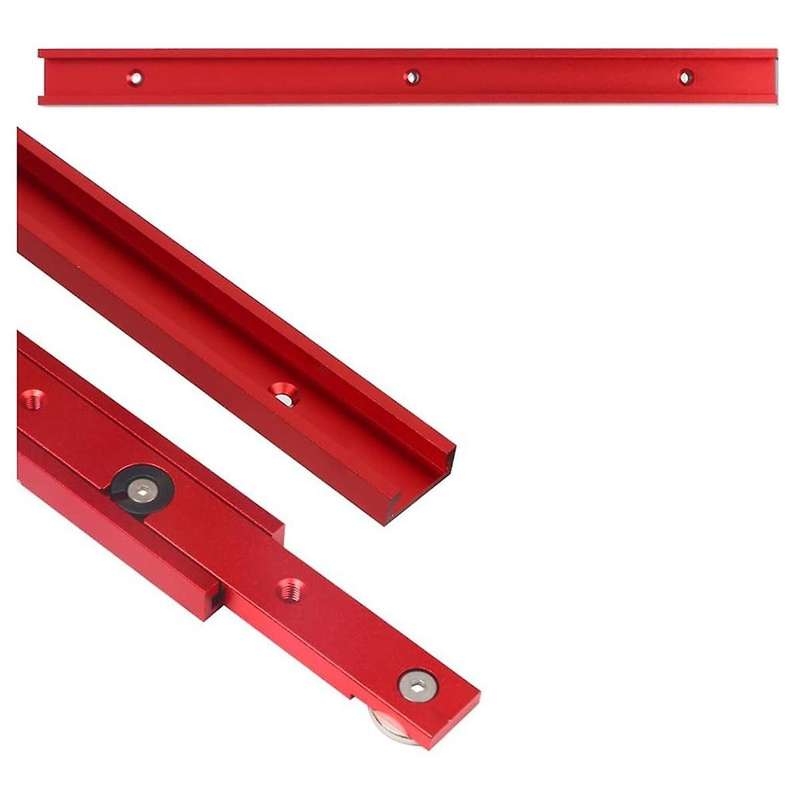 2pc Aluminum 400mm Double-Cut Profile Universal 3/4 T-Track with Predrilled Mounting Holes,30 Type