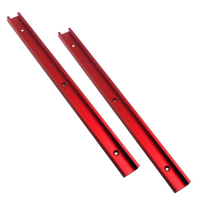 2pc Aluminum 400mm Double-Cut Profile Universal 3/4 T-Track with Predrilled Mounting Holes,30 Type T