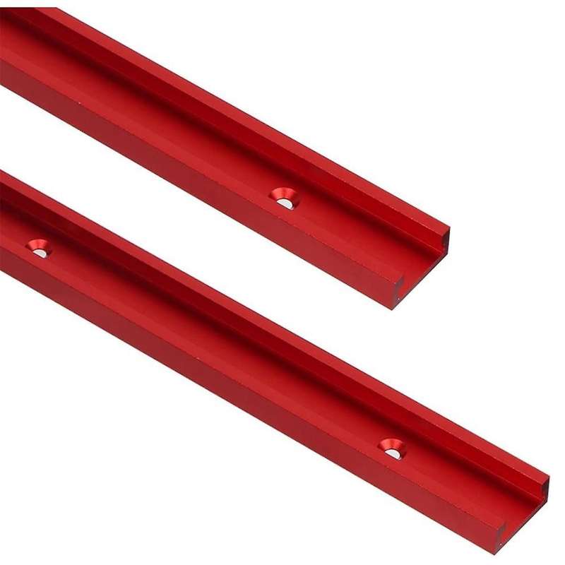 2pc Aluminum 400mm Double-Cut Profile Universal 3/4 T-Track with Predrilled Mounting Holes,30 Type T