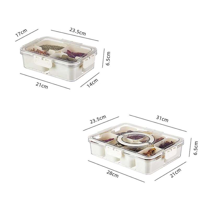 2PC Condiment Jars with Tray with Small Dividers Countertop Spice Organizer Kitchen Storage Containe
