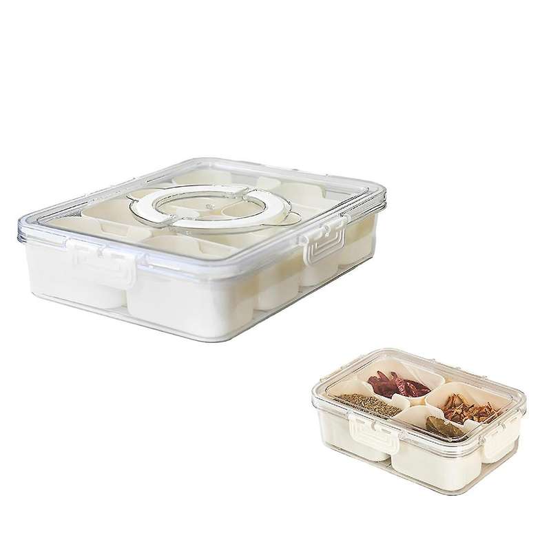 2PC Condiment Jars with Tray with Small Dividers Countertop Spice Organizer Kitchen Storage Containe