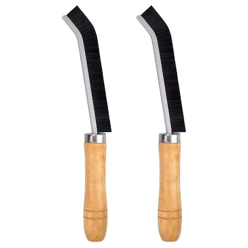 2Pc Crevice Cleaning Brush,Wooden Handle Multifunctional Space Cleaning Brush Tool,Hard Bristle Spac