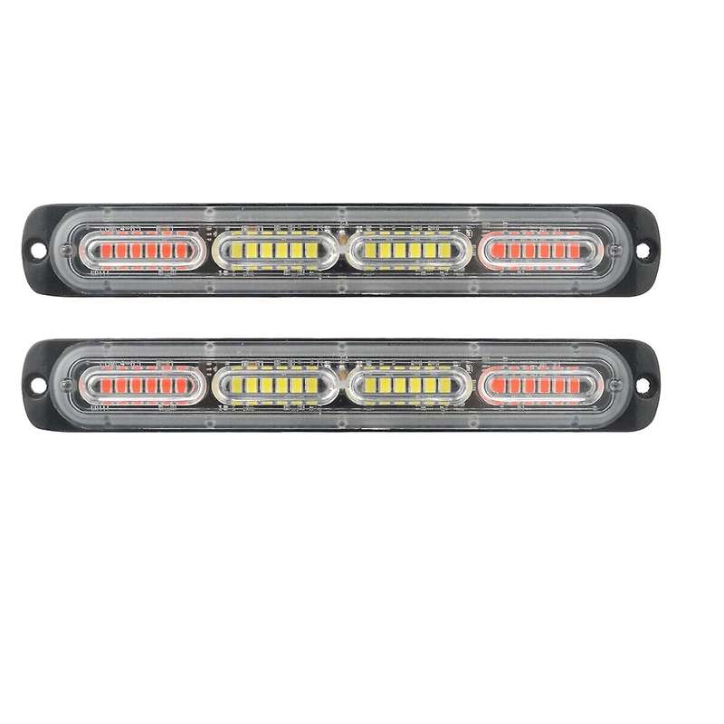 2PC Car 24Led Flashing Mode Emergency Vehicle Dash Warning Strobe Light Red/White