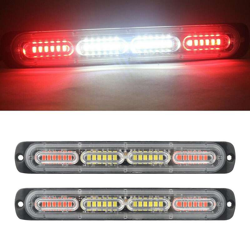 2PC Car 24Led Flashing Mode Emergency Vehicle Dash Warning Strobe Light Red/White