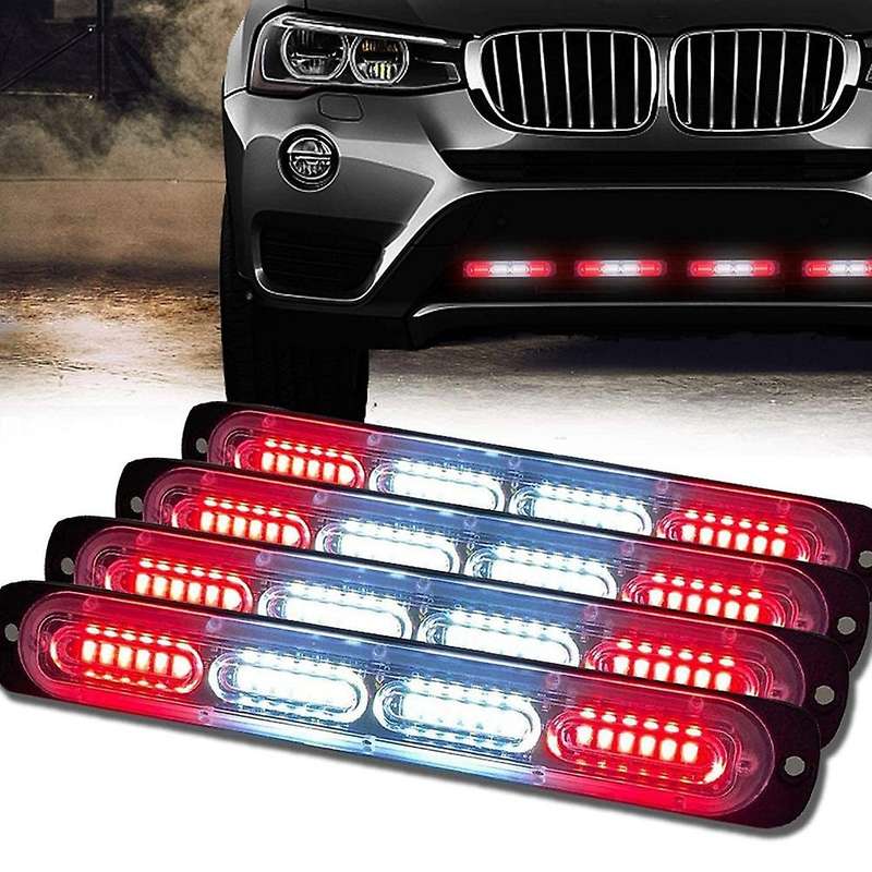 2PC Car 24Led Flashing Mode Emergency Vehicle Dash Warning Strobe Light Red/White