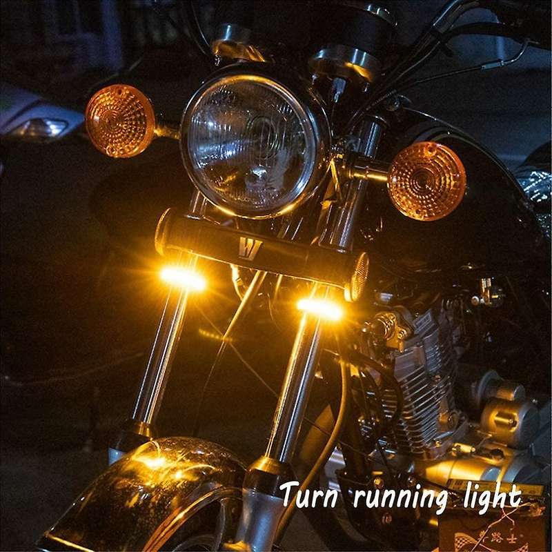 2PC Flexible Switchback Dual-Color Motorcycle LED Fork Turn Signal Blinkers DRL Daytime Running Ligh