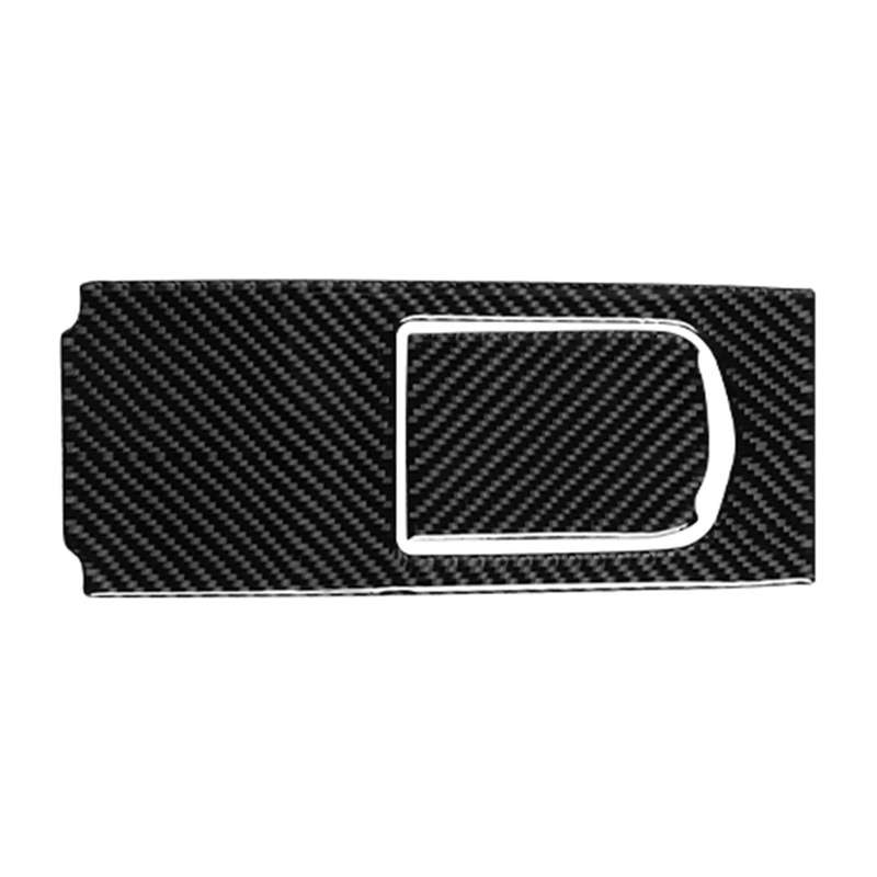 2Pc Rear Multimedia Panel Carbon Fiber Cover Trim Car Decorative Sticker for 10-16 Carbon Fiber Blac