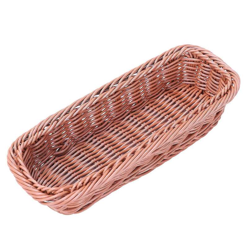 2pc Rattan Plastic Basket Cutlery Basket Rectangular Storage Box