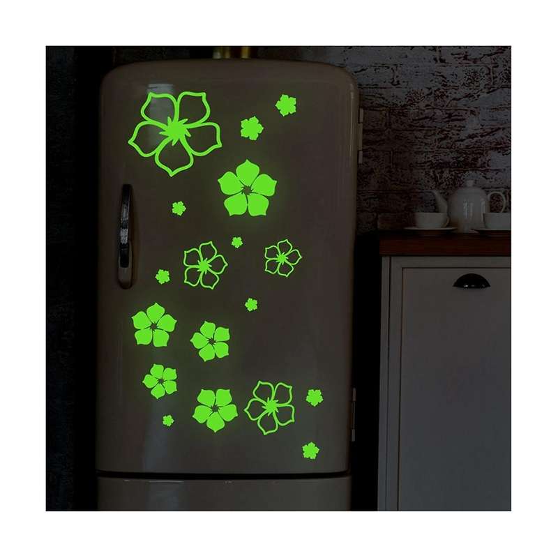 2Pc Refrigerator Stickers, Beautiful Flowers Fridge Stickers Glow in the Dark, Fridge Dazzle Decals