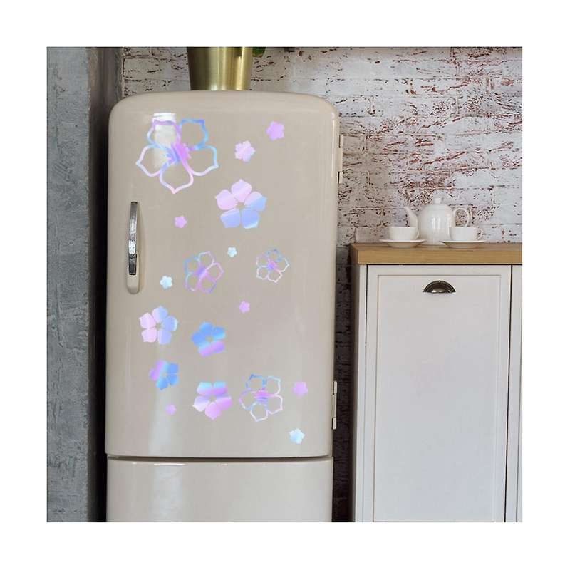 2pc Refrigerator Stickers, Beautiful Flowers Fridge Stickers Glow In The Dark, Fridge Dazzle Decals