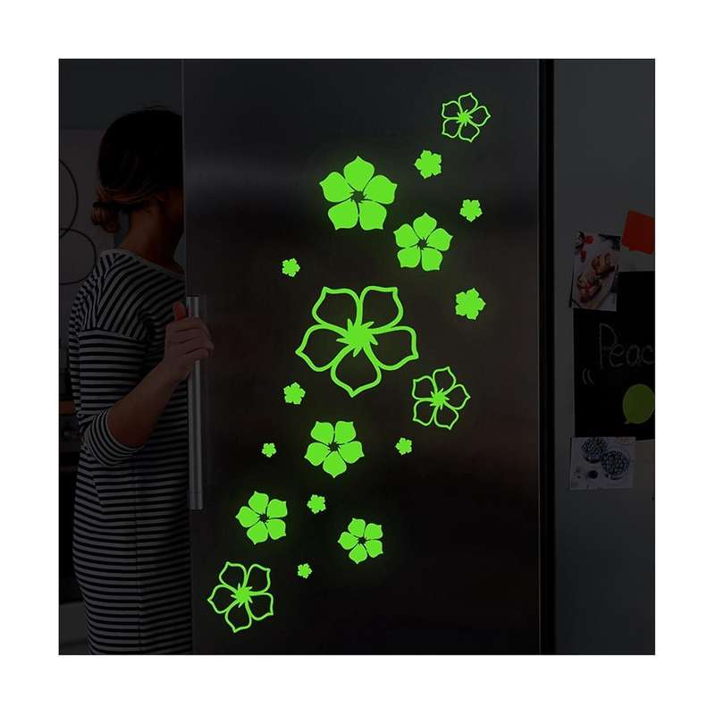2pc Refrigerator Stickers, Beautiful Flowers Fridge Stickers Glow In The Dark, Fridge Dazzle Decals