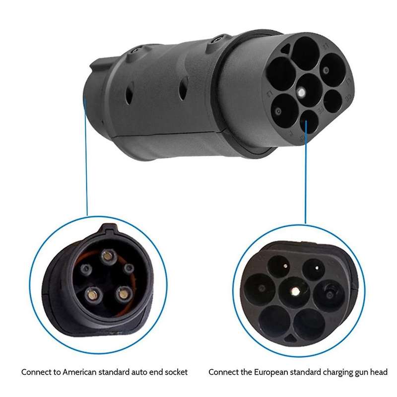 2pc Sae Adaptor Iec 62196 2 to J1772 Type 1 Electric Cars Charging Ev Vehicle Charger One Side Conne