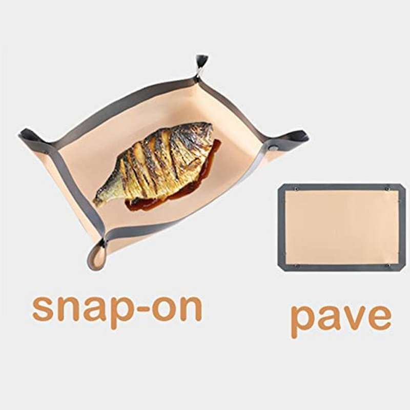 2PC Silicone Fiber Baking Mat with Buckle, & Non Stick, Corners Snap to Form Leakproof Baking