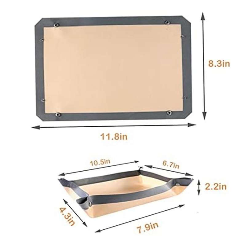2PC Silicone Fiber Baking Mat with Buckle, & Non Stick, Corners Snap to Form Leakproof Baking