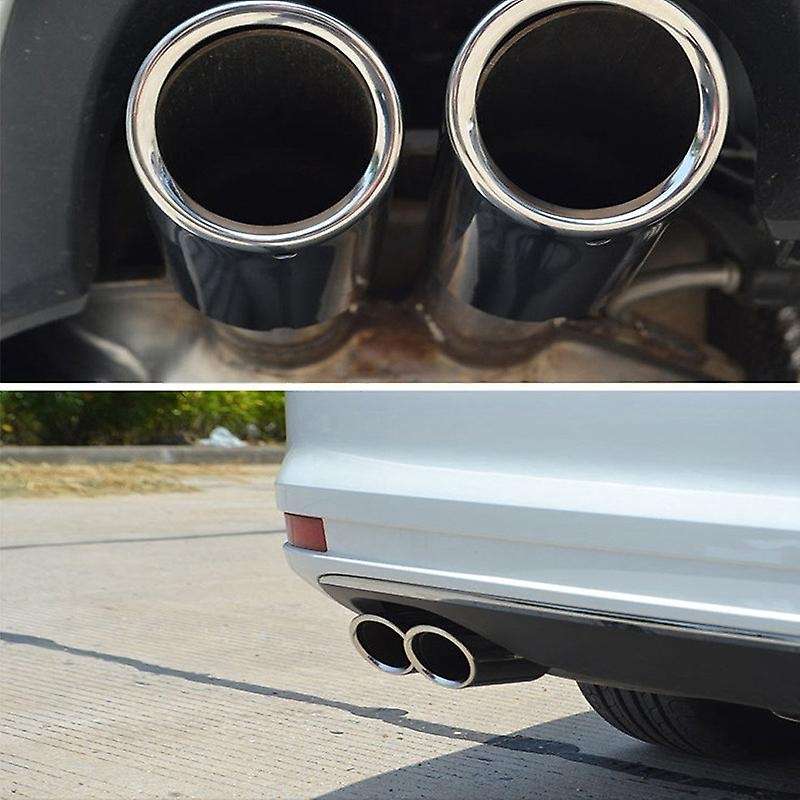 2Pc Steel Auto Car Exhaust Muffler Tip Tail Pipe Trim Covers for MK6 1.4T Golf 6 MK7 A4 Q5